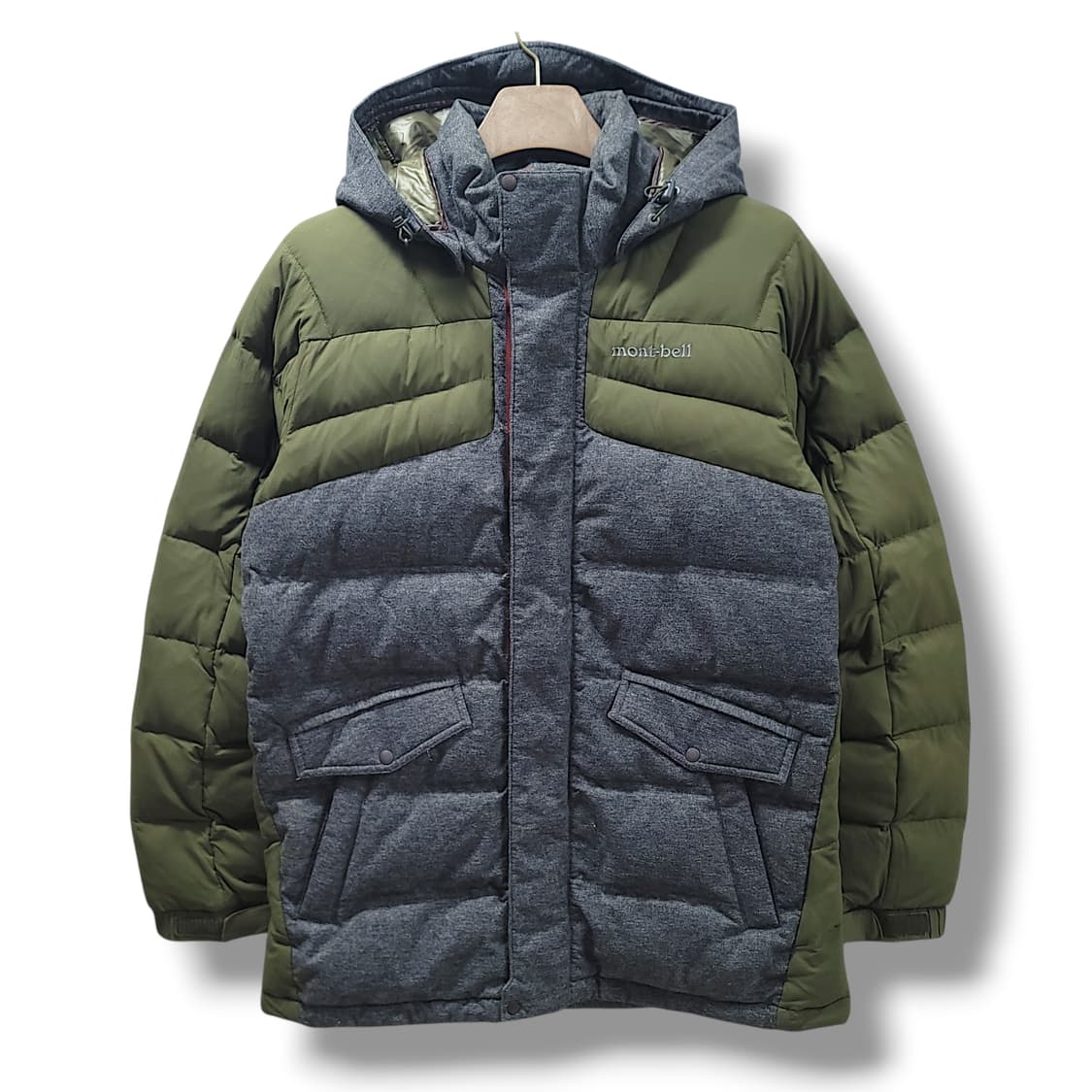 [105] 몽벨 카키 배색 후드 구스다운 패딩 상품이미지1