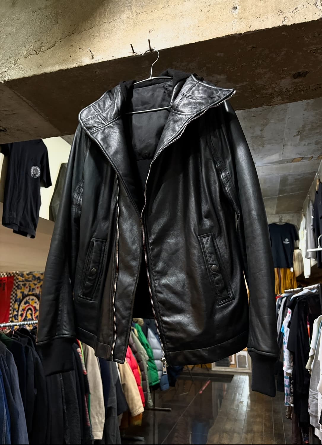 2014 rick owens 릭오웬스 아카이브 레더 사선 집업 자켓 상품이미지3