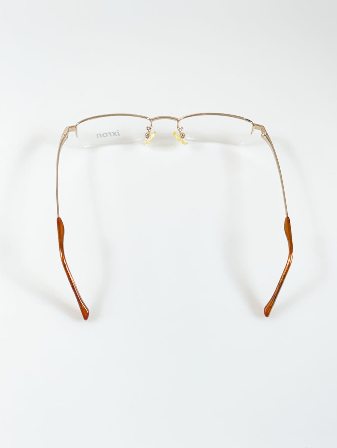 90s IXRON 골드 메탈 반무테 스퀘어 빈티지 안경 상품이미지5