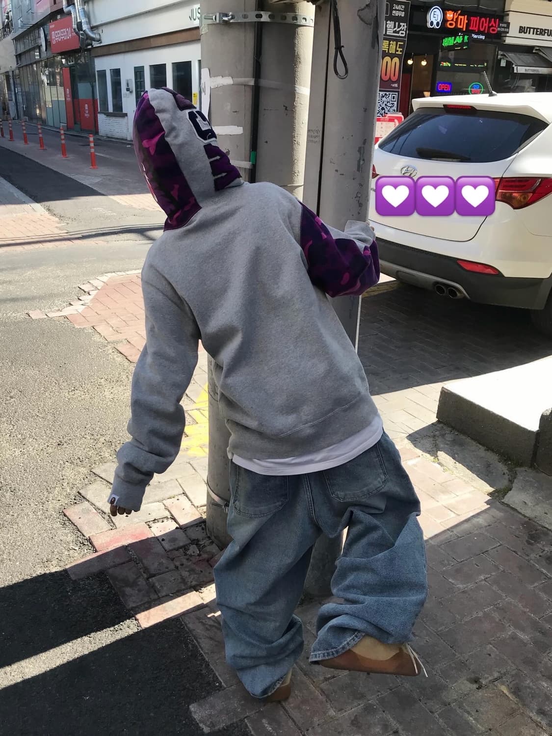 Bape Purple Camouflage Two-Way Hood Zi 상품이미지3