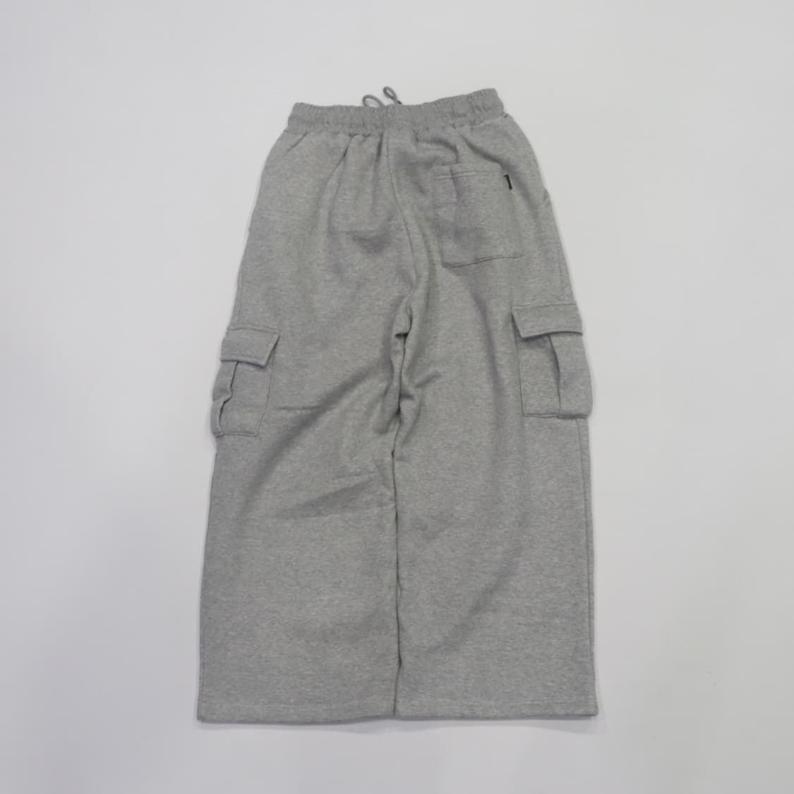멜란지 와이드 핏 기모 밴딩 카고 스웻 팬츠 상품이미지4