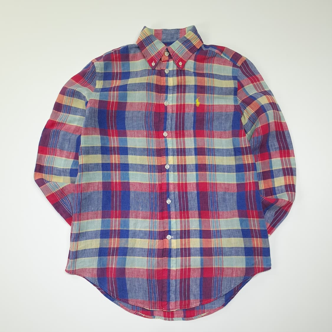 CL851 XS 폴로 00s 린넨 버튼다운 마드라스 체크 셔츠 남방 상품이미지1