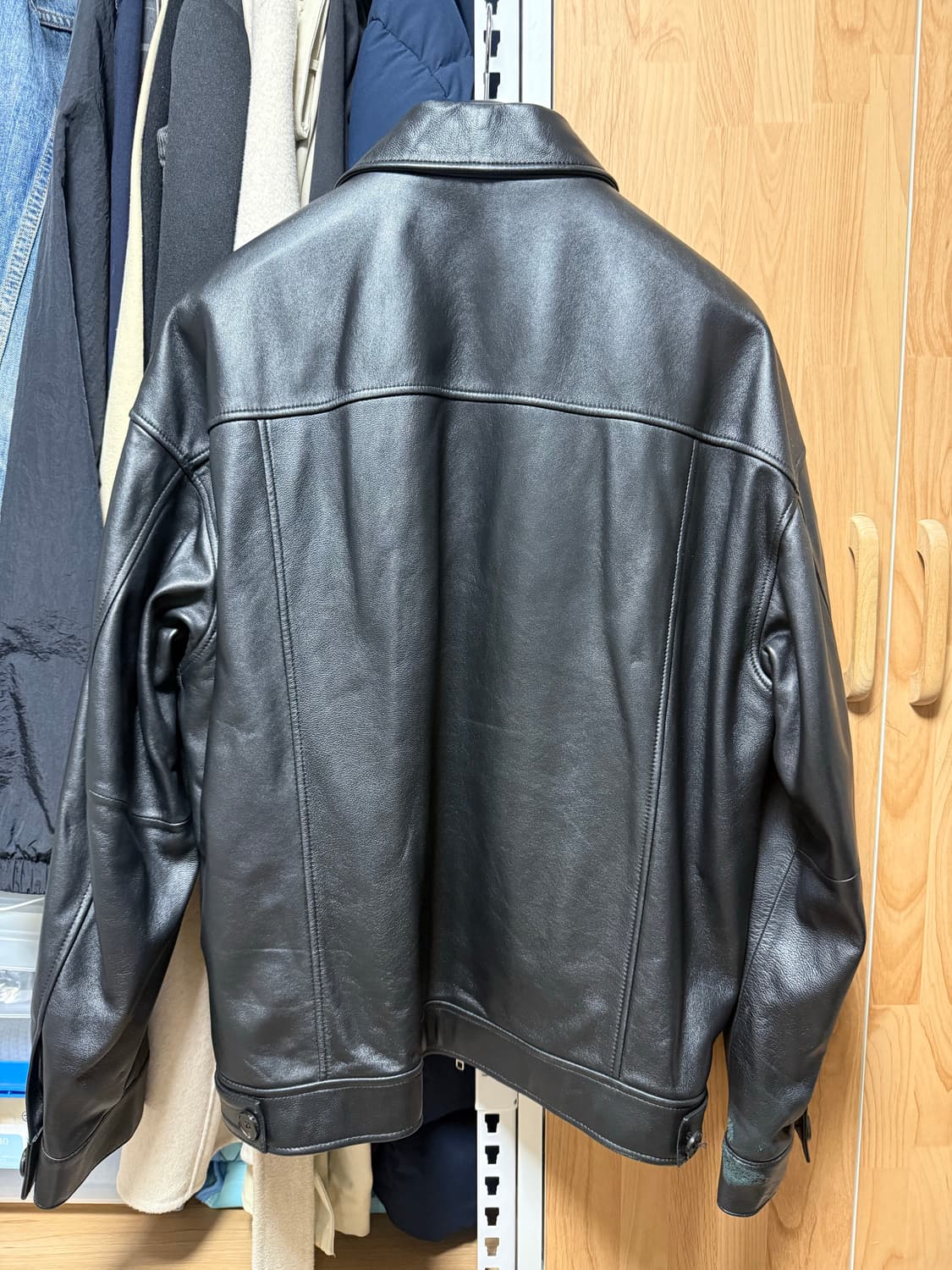 도프제이슨 오버핏 램스킨 싱글 자켓 블랙 XL 상품이미지2