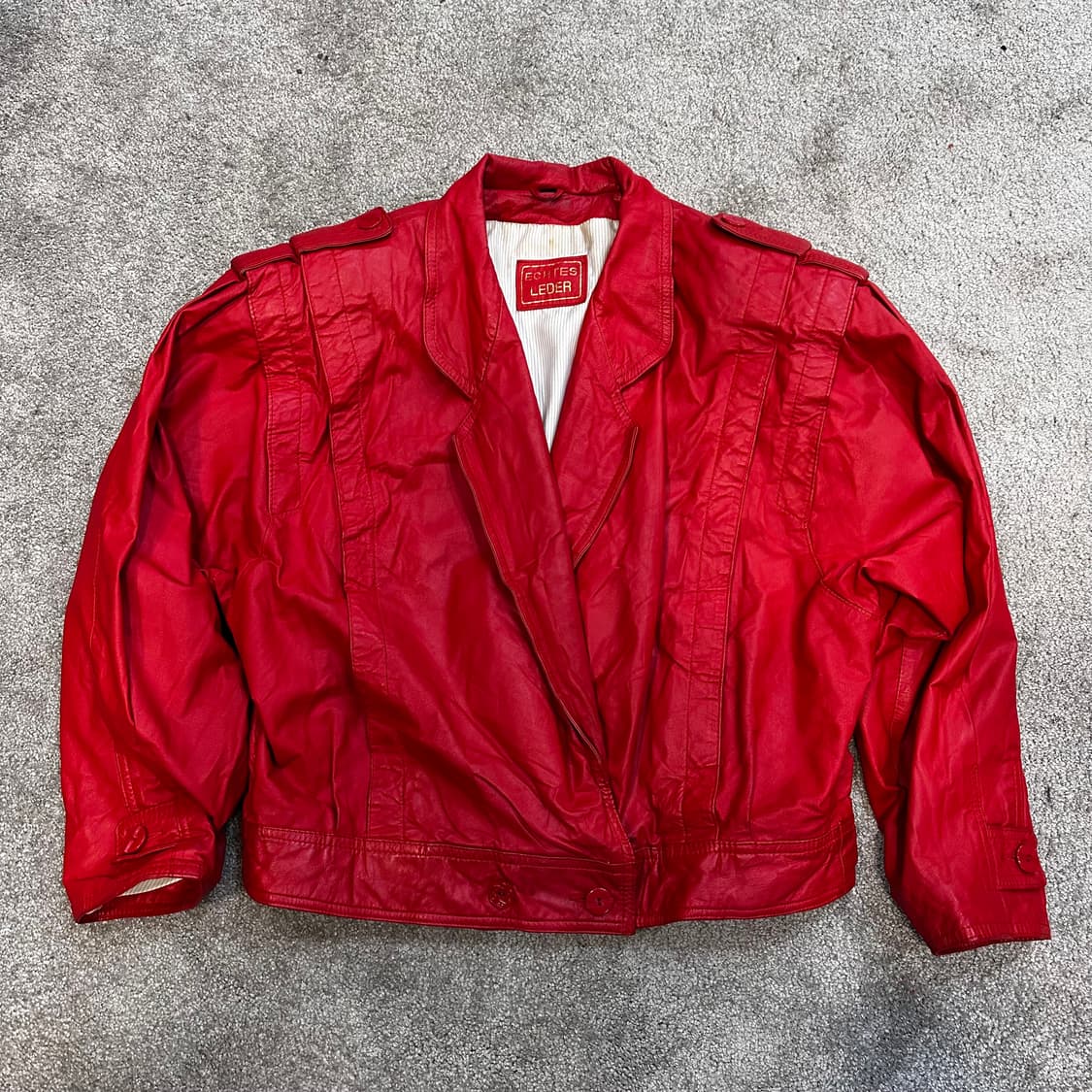 빈티지 양가죽 레드 크롭자켓L 상품이미지2