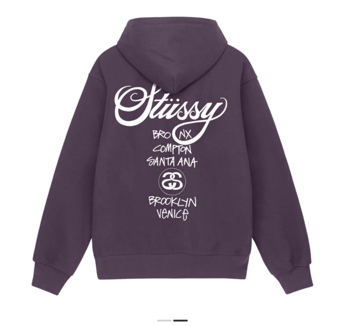 스투시 월드 투어 후드 퍼플색 상품이미지1