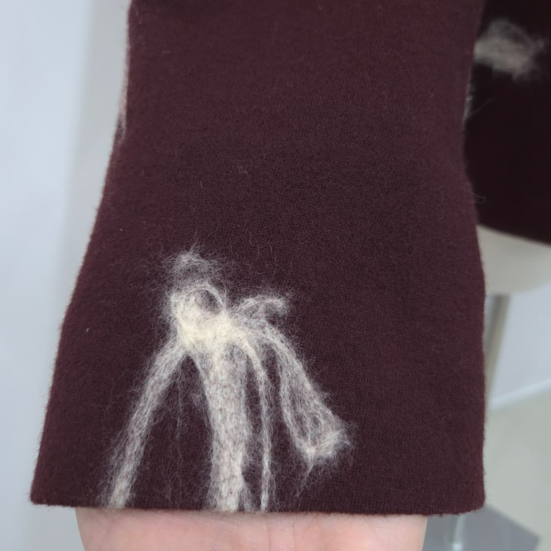 울 100% 와인 브라운 아트워크 자켓 상품이미지5