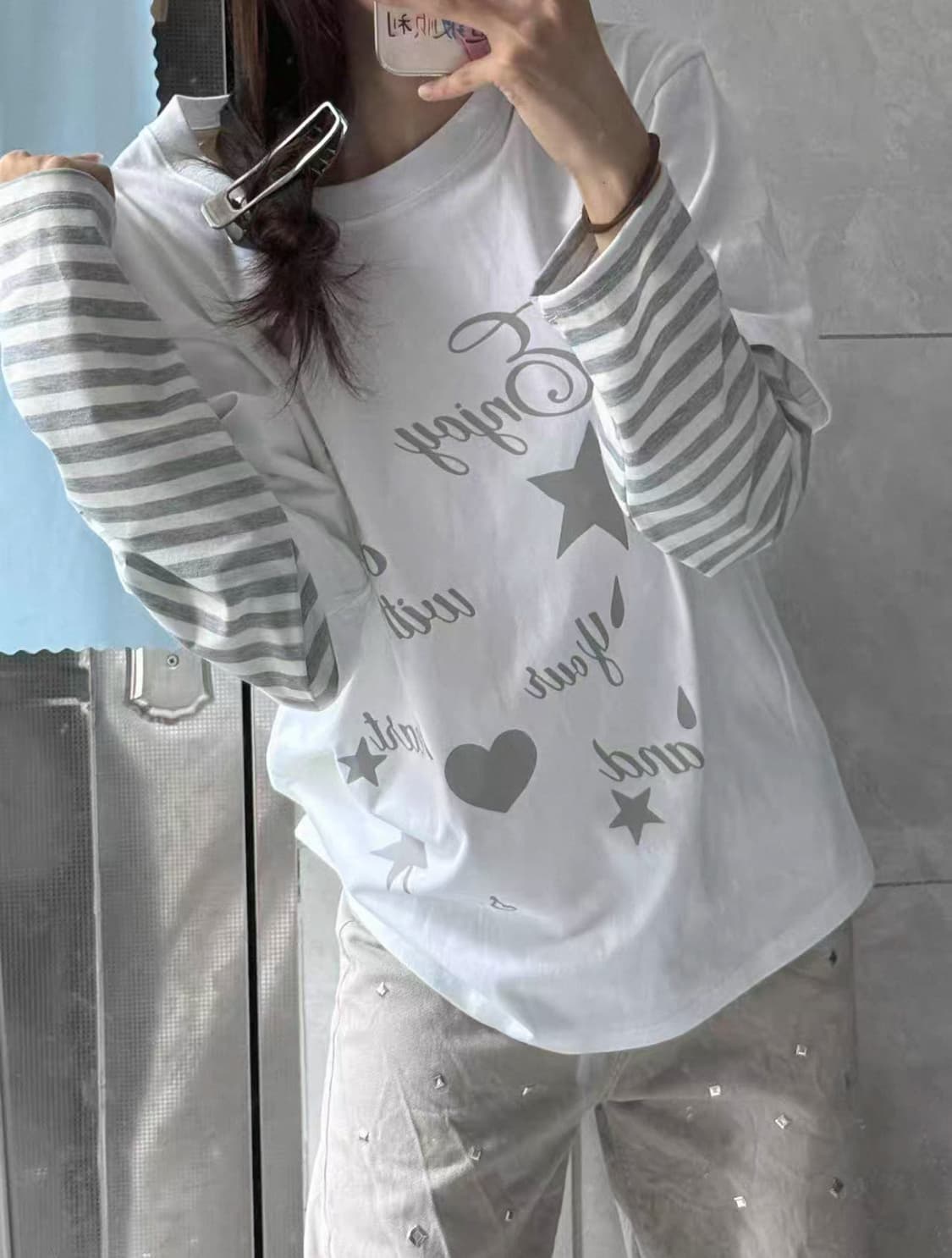 줄무니 스트라이프 레이어드 티 상품이미지1