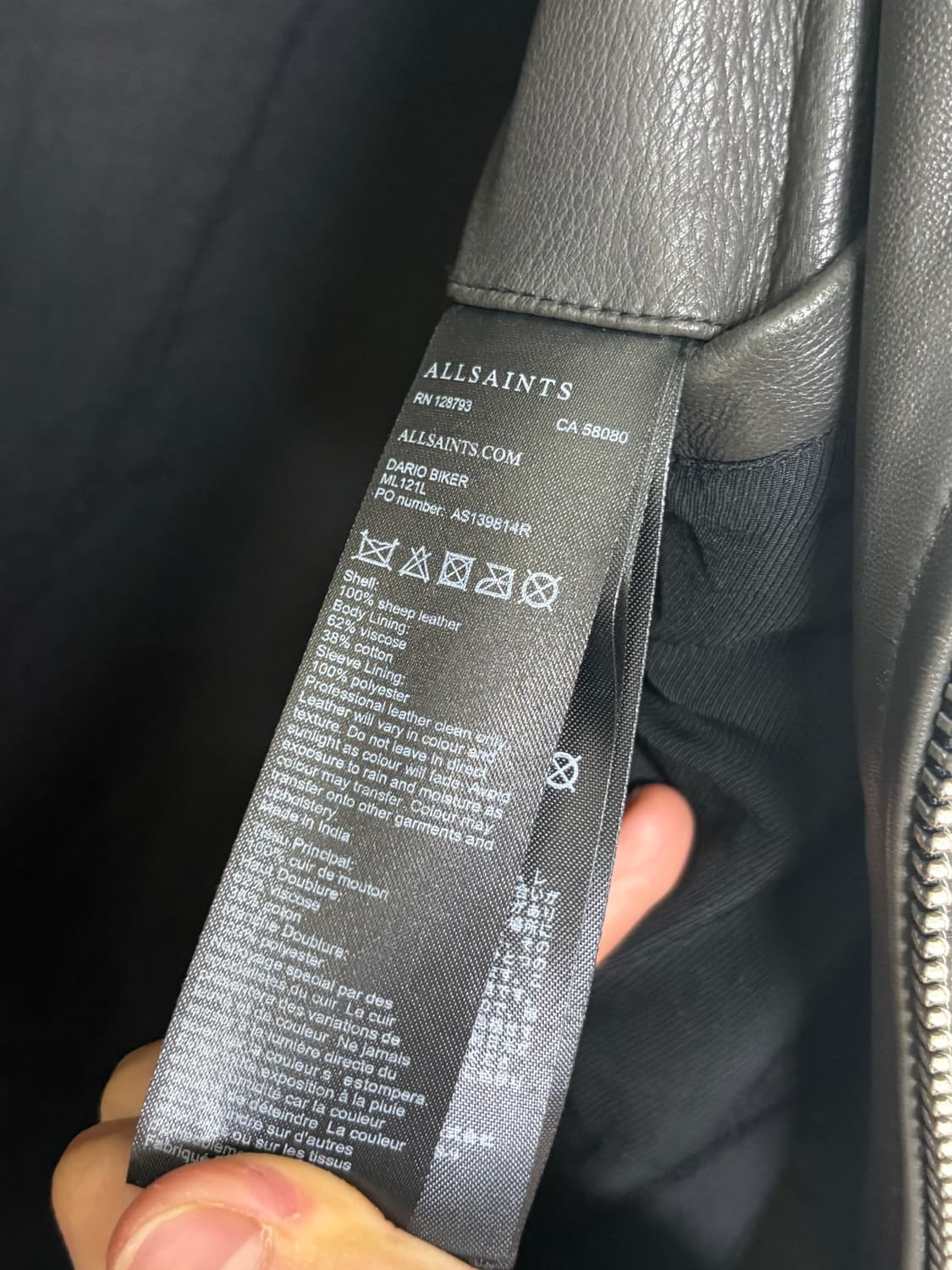 올세인츠 양가죽 라이더자켓 남자m 상품이미지5