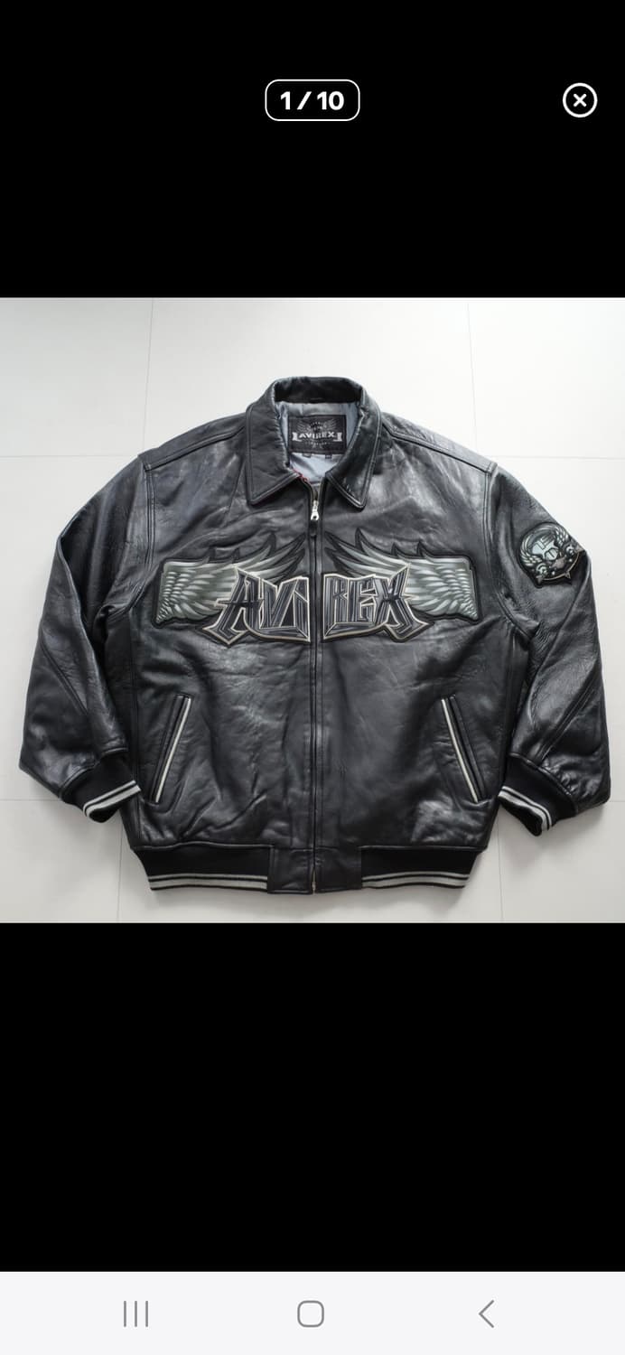 00S 아비렉스 Avirex USA 스컬 윙 로고 레더 바시티 자켓 상품이미지1