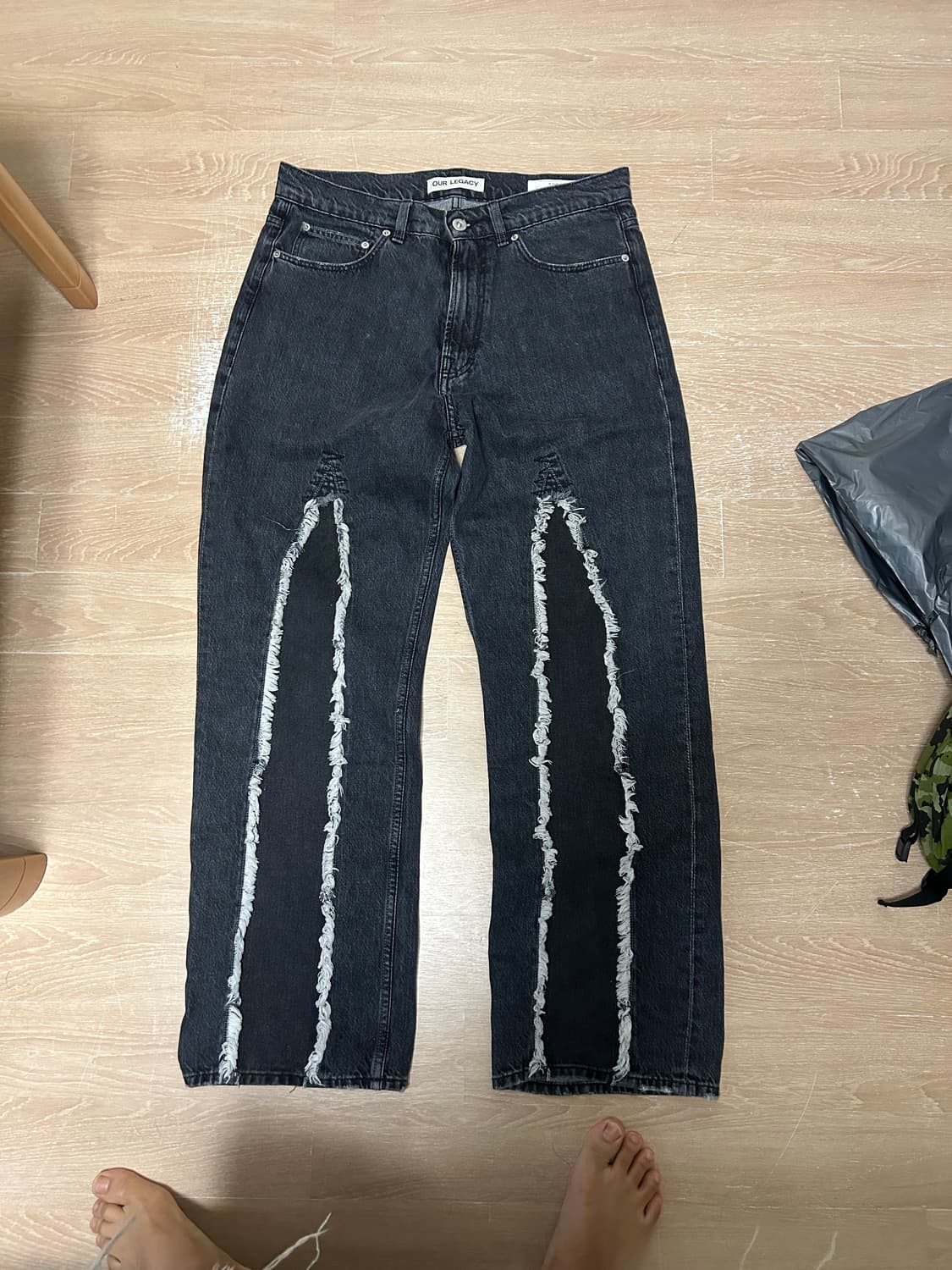 23SS 아워레가시 써드컷 슬레시 데님 블랙 상품이미지1