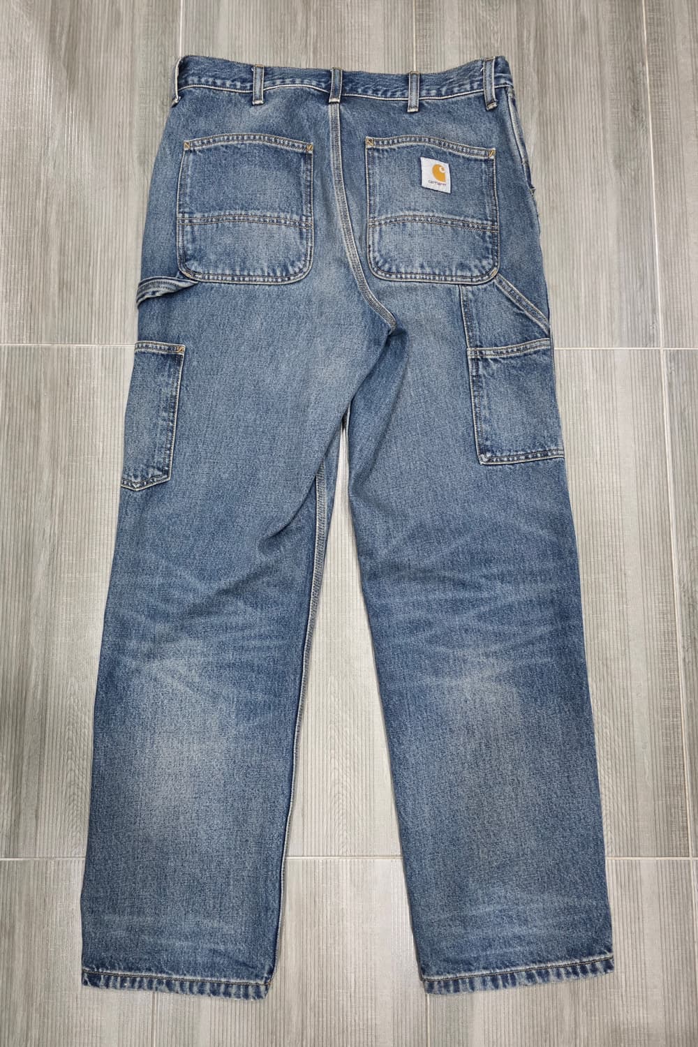 칼하트WIP 더블니 팬츠 스미스 (Blue Worn Used Wash) 상품이미지2