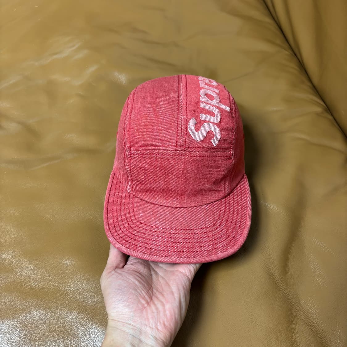 Supreme 슈프림 워시드 데님 레드 캠프캡 모자 (Denim Red) 상품이미지2
