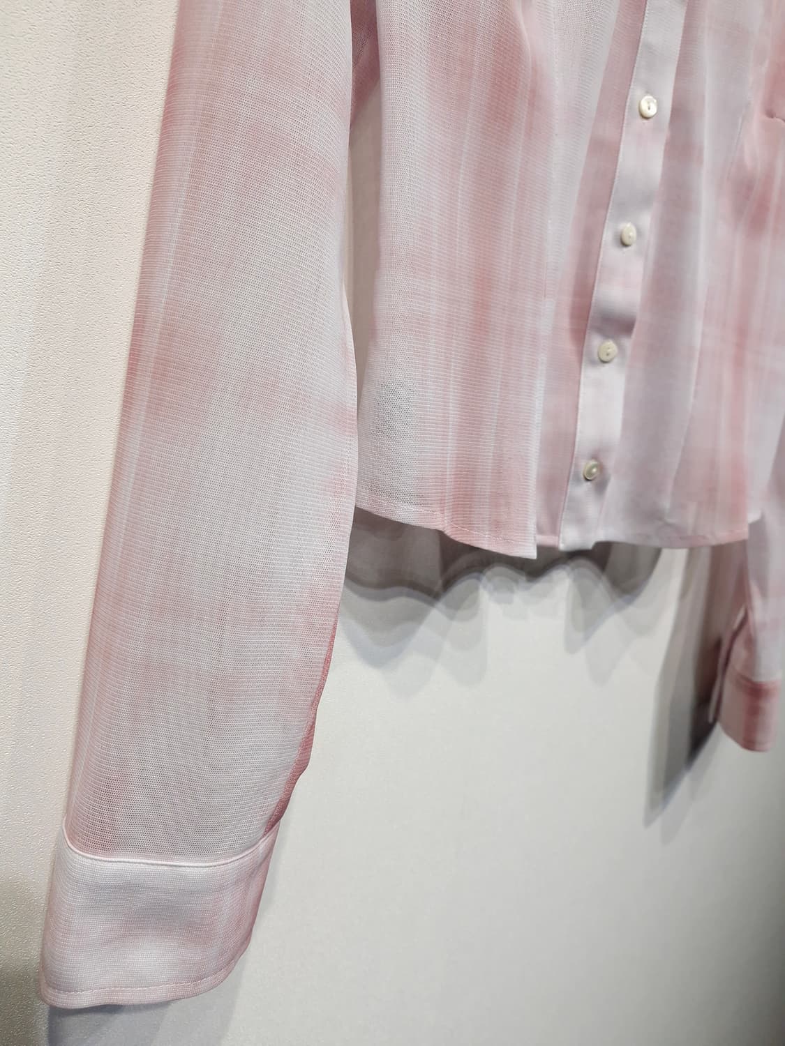 CERRIC 세릭 25S/S 씨쓰루 체크 셔츠 핑크 상품이미지6