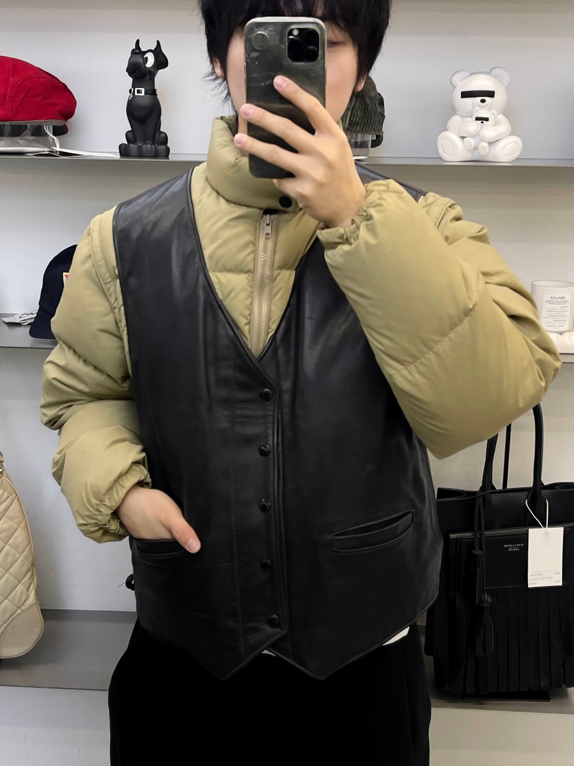 쇼트 80s 2in1 레더 다운 자켓 상품이미지2