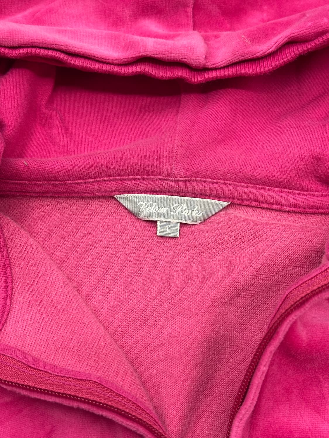 L)유니클로 빈티지 여성 핑크 벨벳 후드집업 상품이미지2