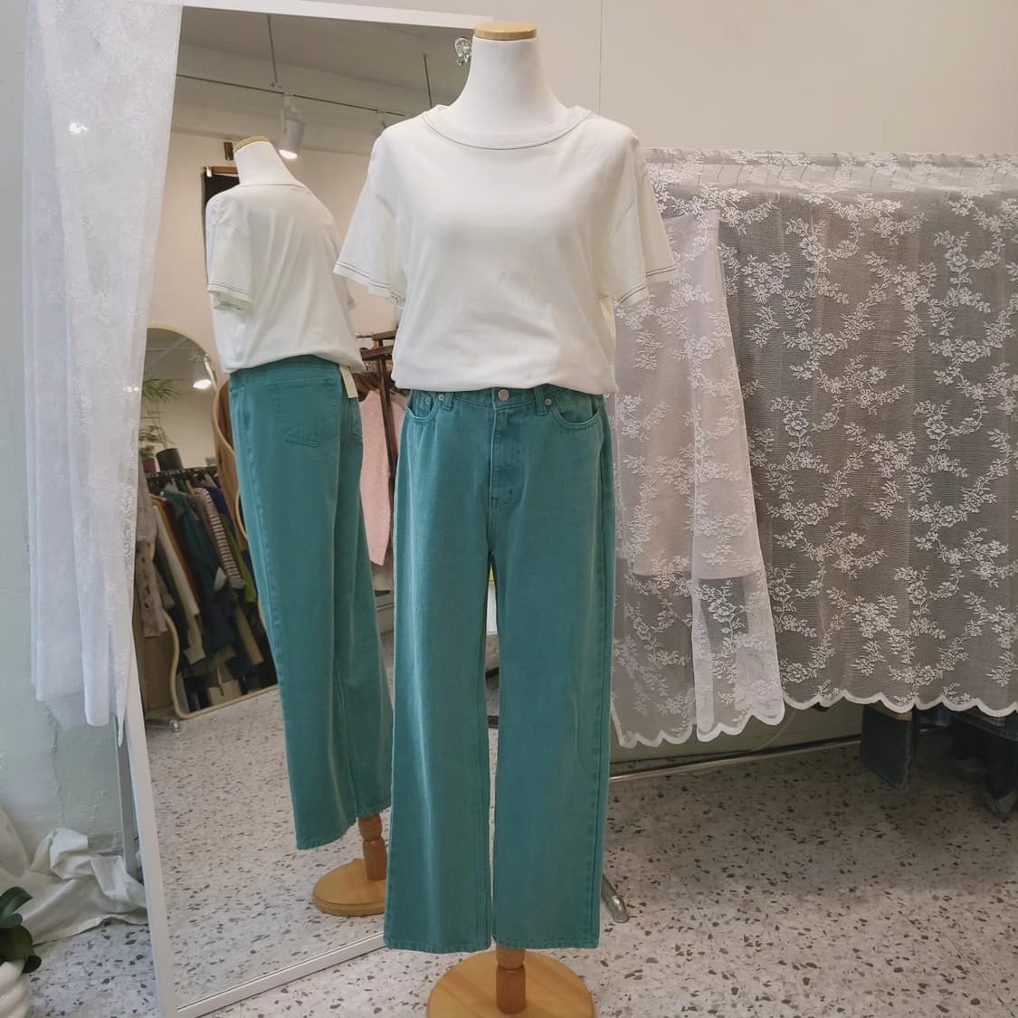 그린블루 빈티지워싱 데님팬츠 상품이미지2