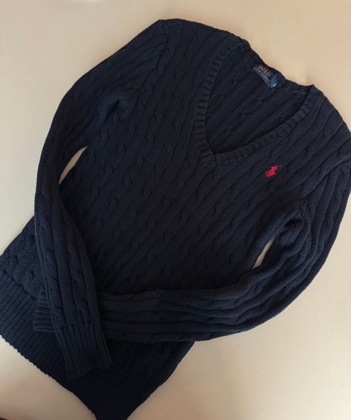 폴로 케이블 브이넥 니트 XS 상품이미지1