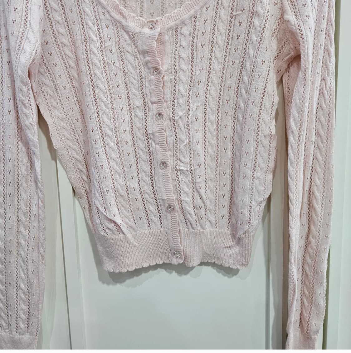 딸기우유 핑크 하트펀칭  가디건 상품이미지3