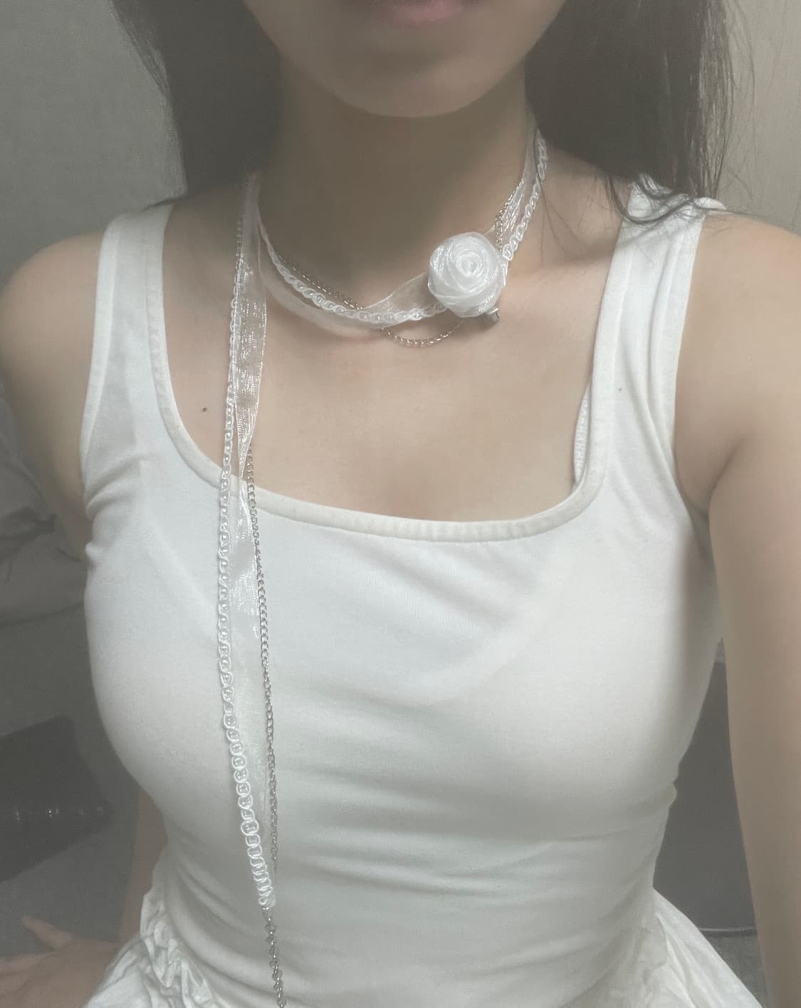 handmade white rose necklace 상품이미지7