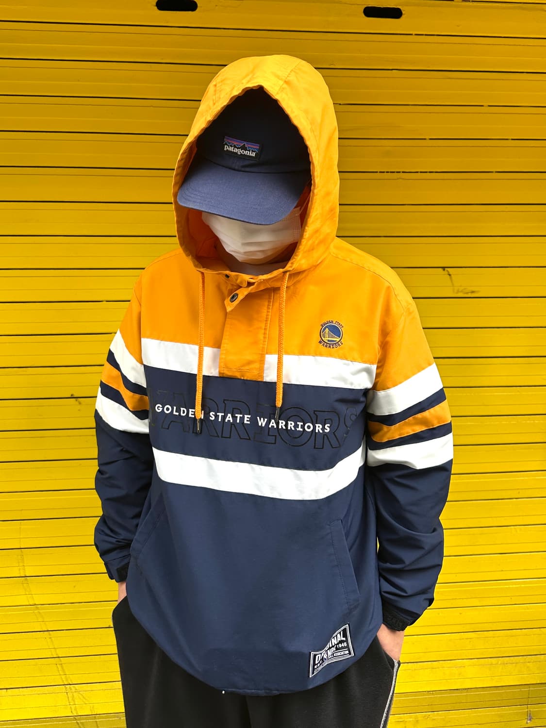 NBA 골든스테이트 워리어스 팀컬러 블록 후드 아노락 바람막이 M 상품이미지1