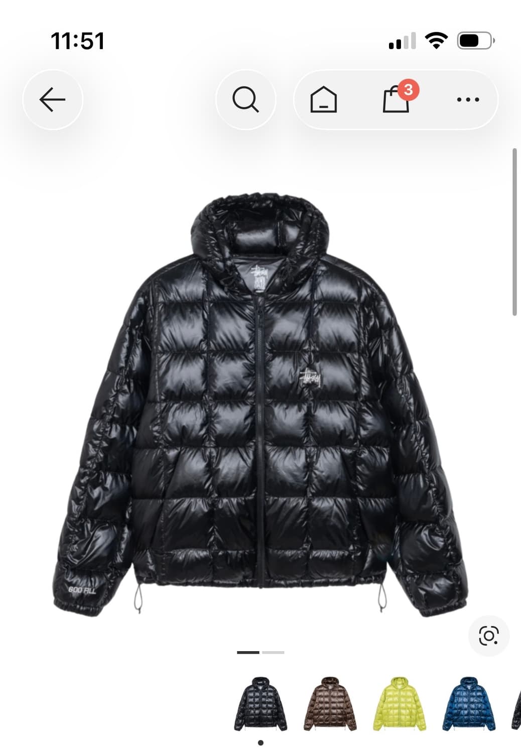 스투시 미드웨이트 후드 퍼퍼 경량패딩 블랙 s 상품이미지1