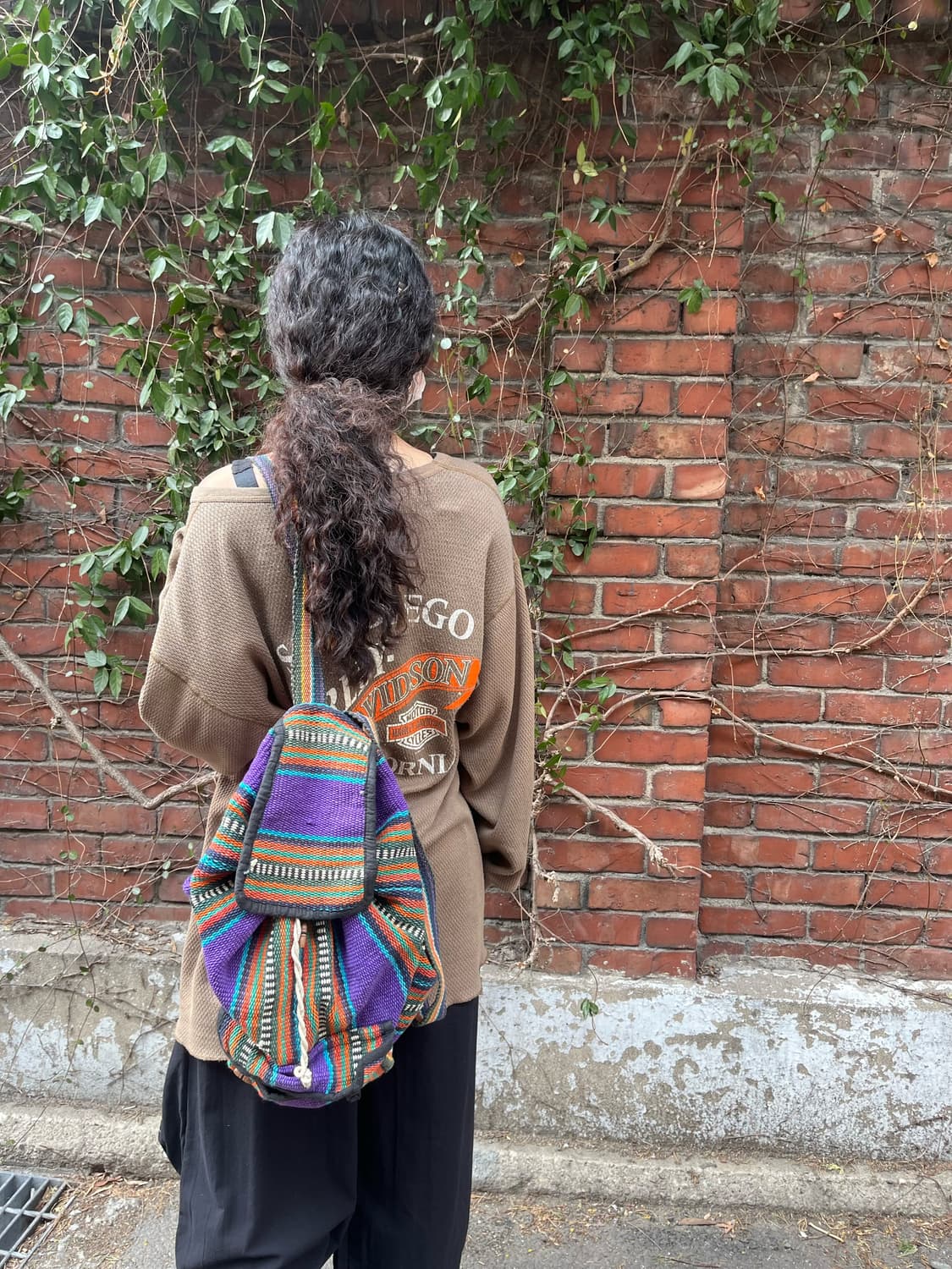 히피 에스닉 보리 줄무늬 백팩 상품이미지4