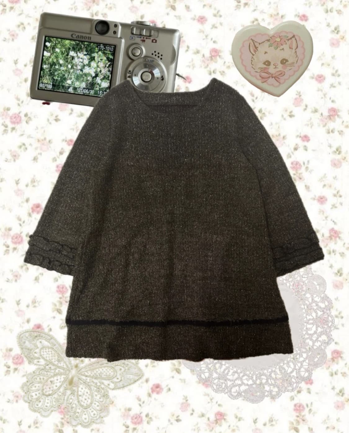 빈티지 브라운 울 니트 원피스 상품이미지1