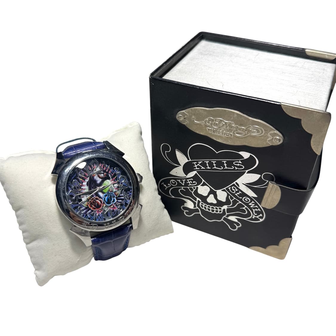 Ed Hardy 에드하디 레볼루션 블랙 팬더 블루 가죽스트랩 시계 상품이미지4