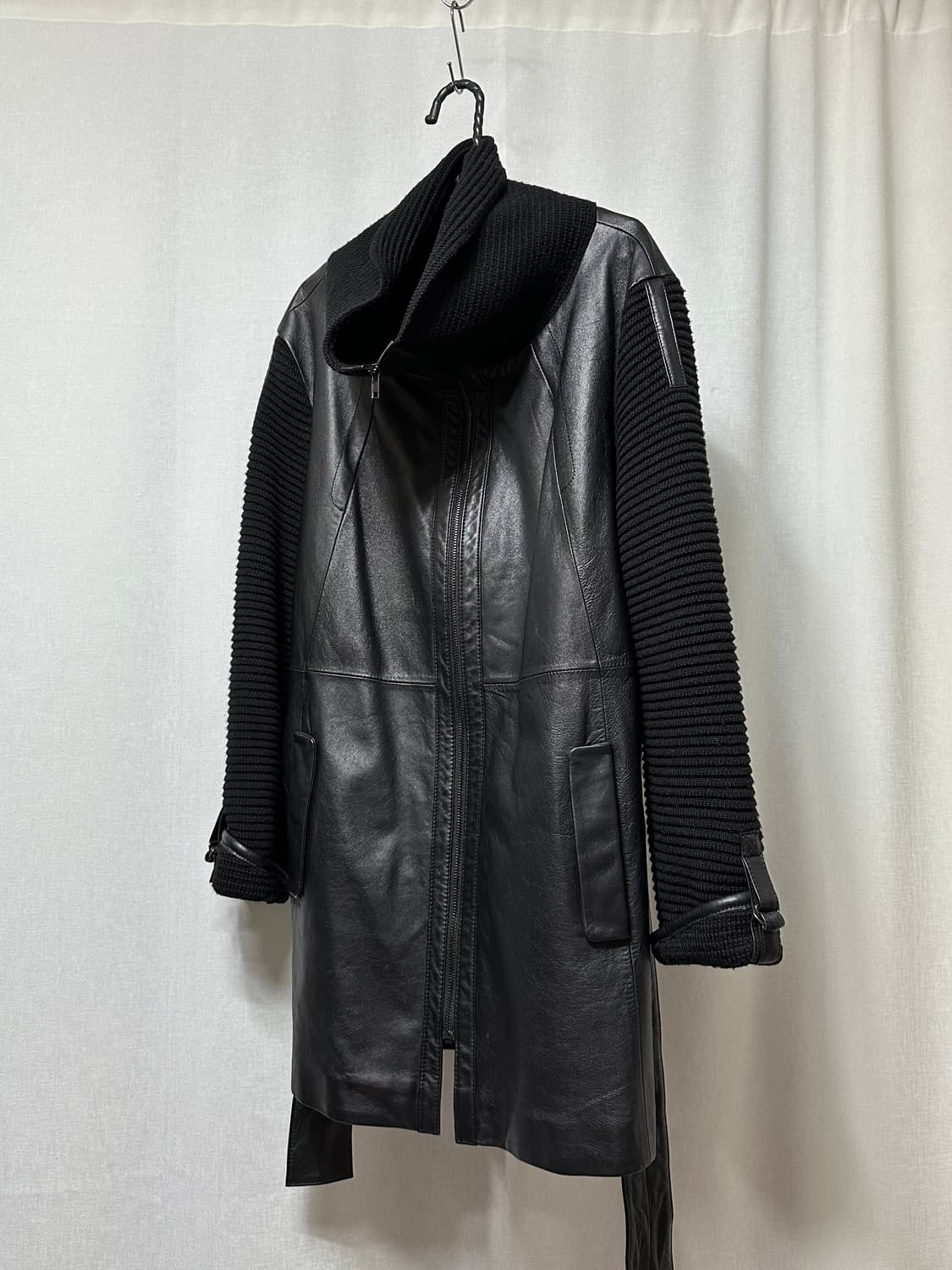 하이넥 니팅 쉽스킨 하프코트 상품이미지7