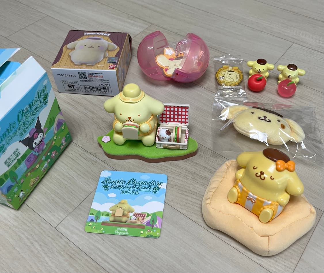 (8종 일괄)산리오 폼폼푸린 피규어 가챠 키링 인형 캡슐토이 상품이미지1