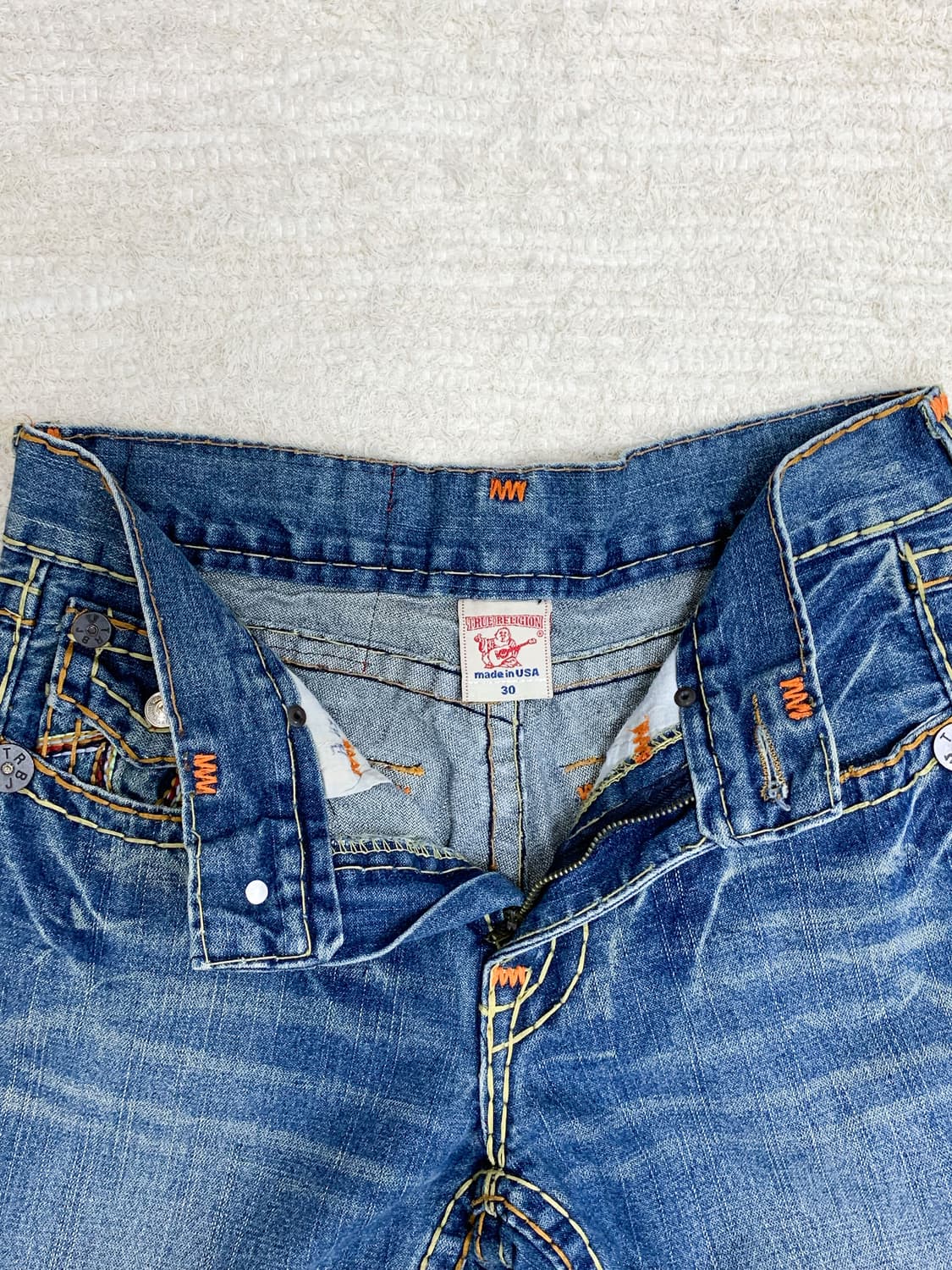 TRUE RELIGION Orange Stitch Straight Jea 상품이미지2