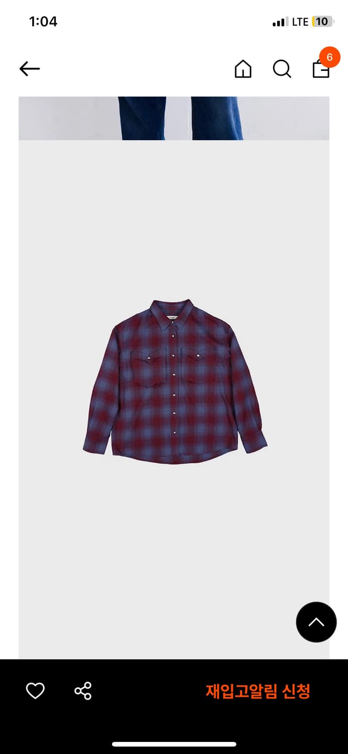 데어드 실버 버튼 체크셔츠 버건디 상품이미지3