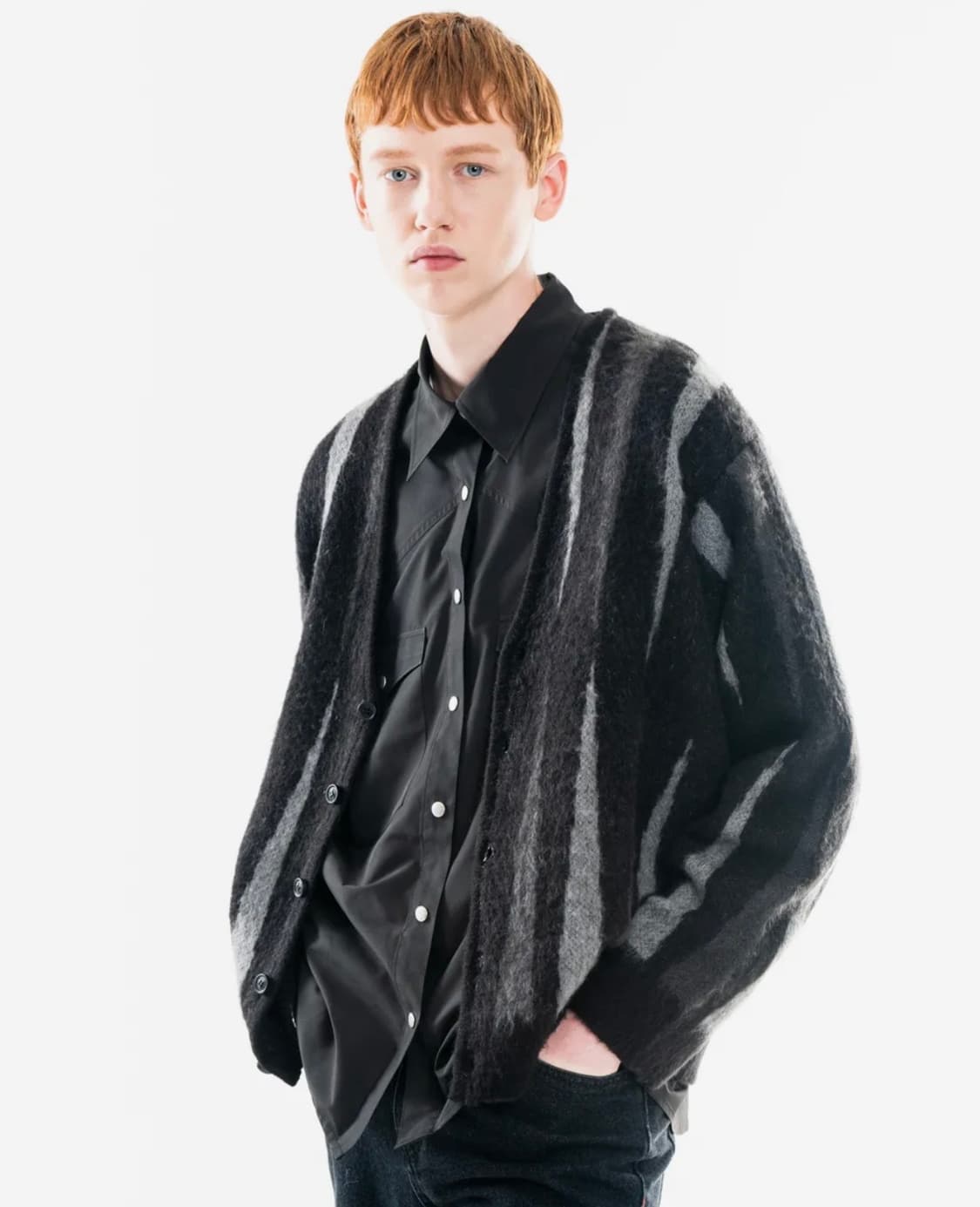 [무료배송][L] 비슬로우 퍼플 모헤어 가디건 상품이미지1