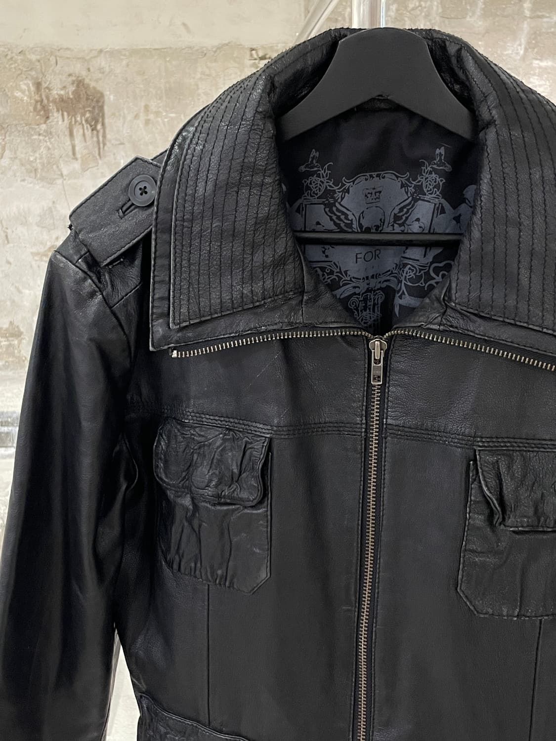 굿소울 블랙 멀티 포켓 레더 자켓 상품이미지2