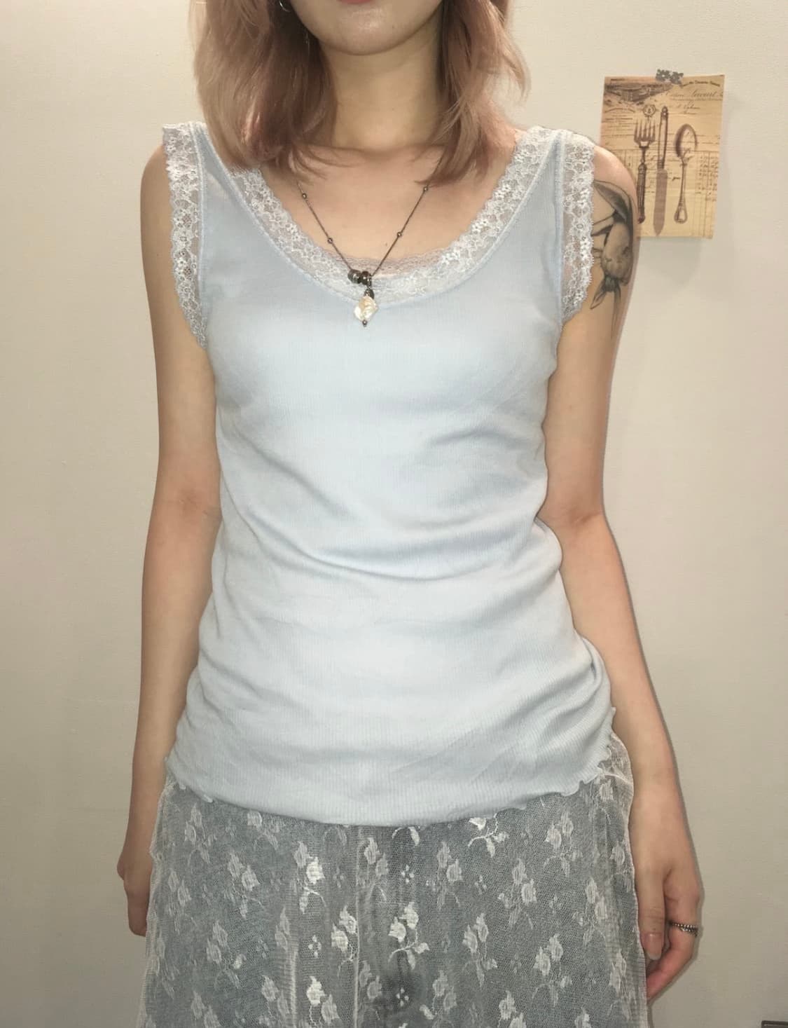 jpn vintage paleblue lace sleeveless 상품이미지1