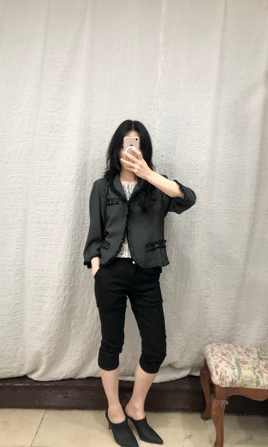 Lovely frill charcoal jacket 상품이미지2