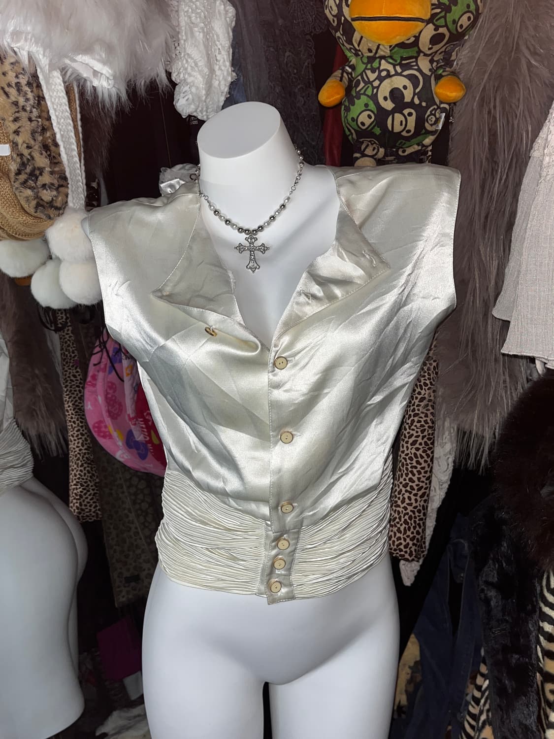 y2k 엔틱 긱시크 새틴 블라우스 상품이미지1