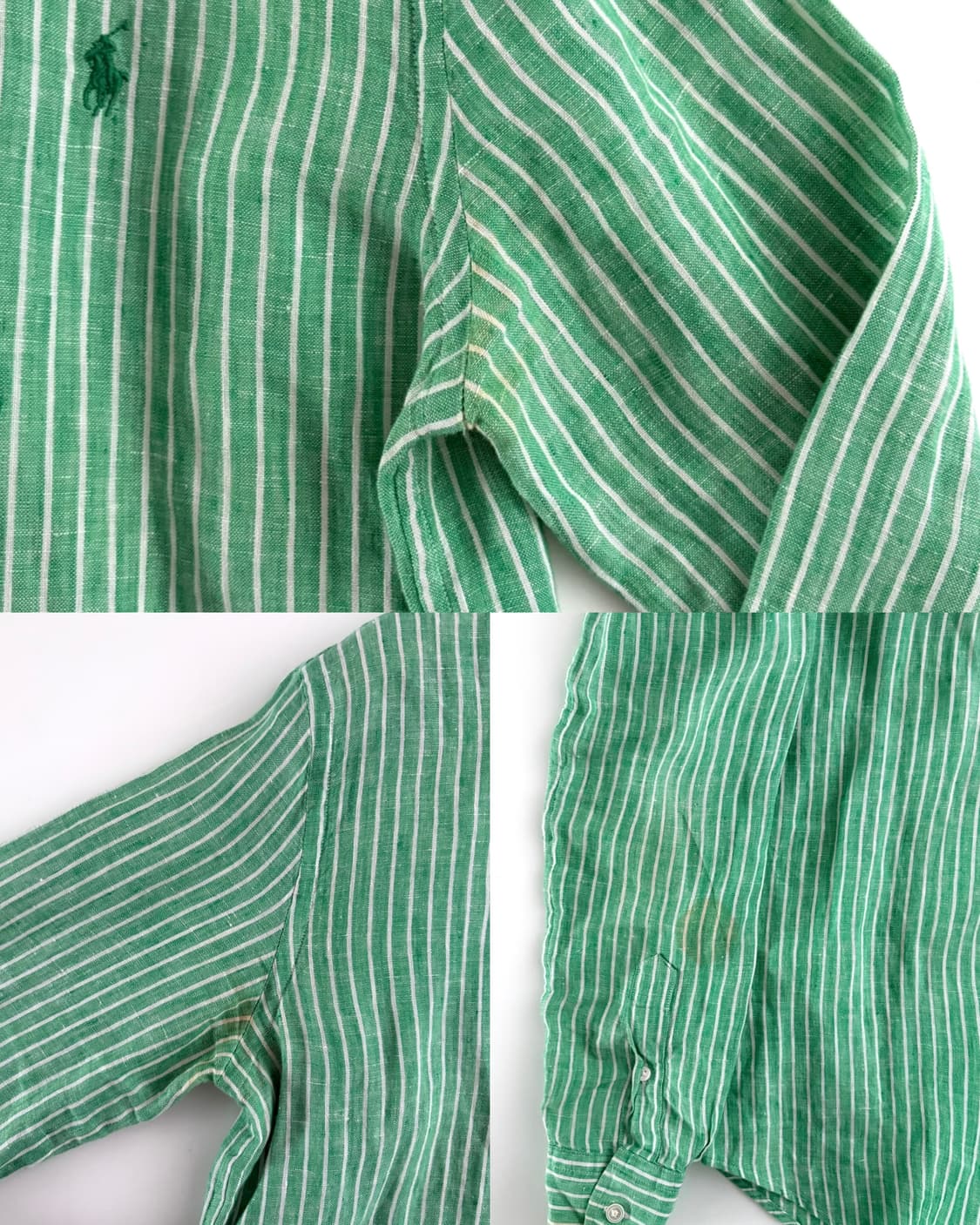 Polo 폴로 랄프로렌 신형 우먼 그린컬러 스트라이프 린넨 셔츠 상품이미지8