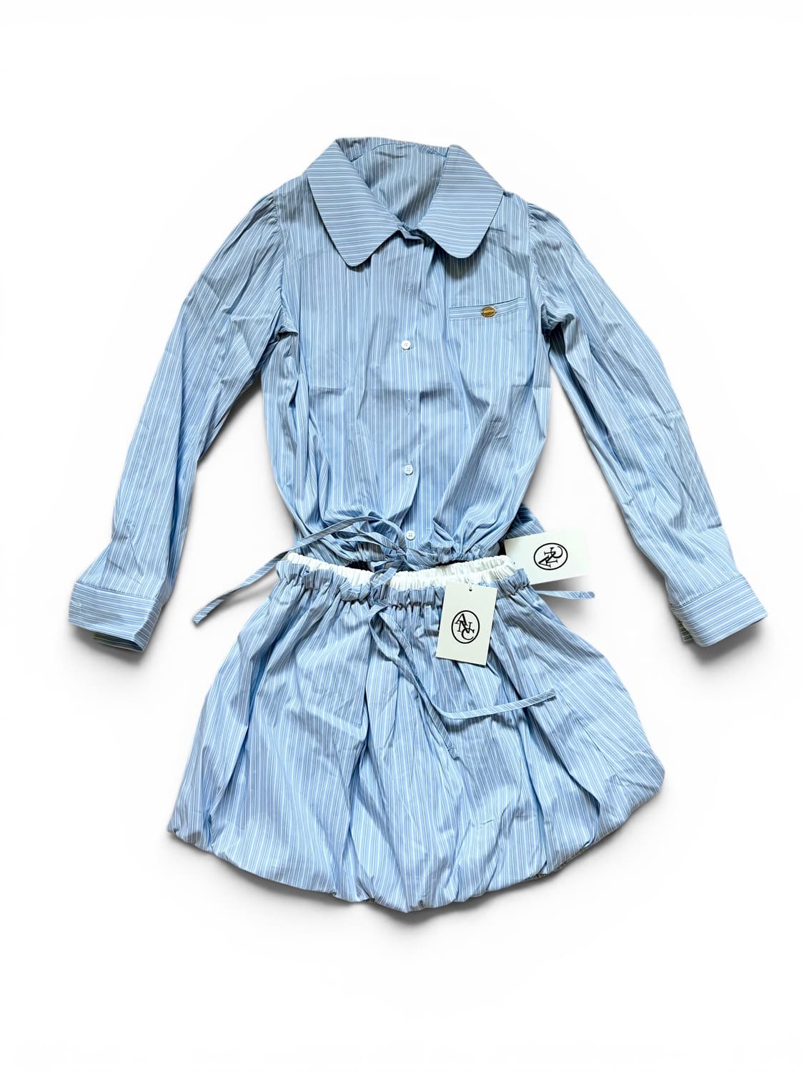 아노에틱 스트라이프 셔츠 벌룬스커트 세트 상품이미지4