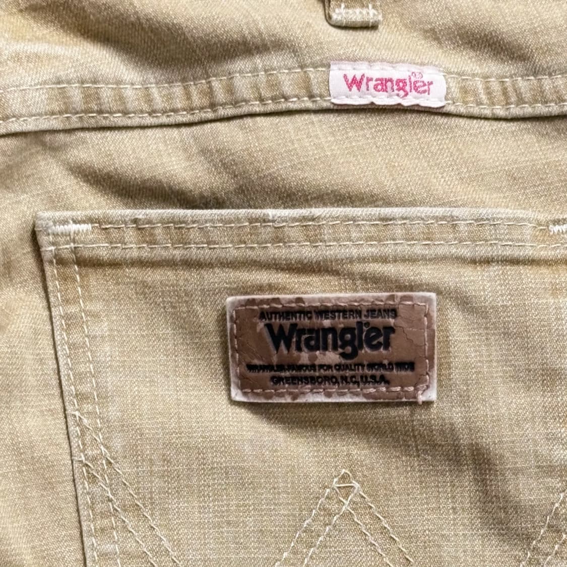 (이체시에눌) 일본 Wrangler 브랜드 대장 베이지 워싱 팬츠 상품이미지3