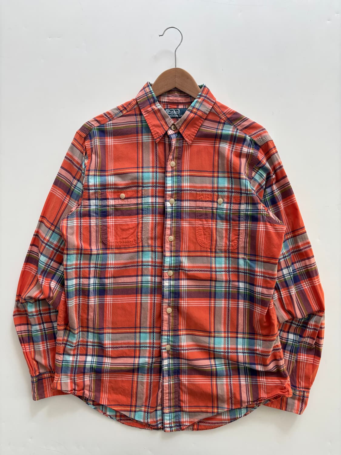 Polo 폴로 랄프로렌 오렌지 컬러 체크 패턴 투포켓 셔츠 상품이미지1