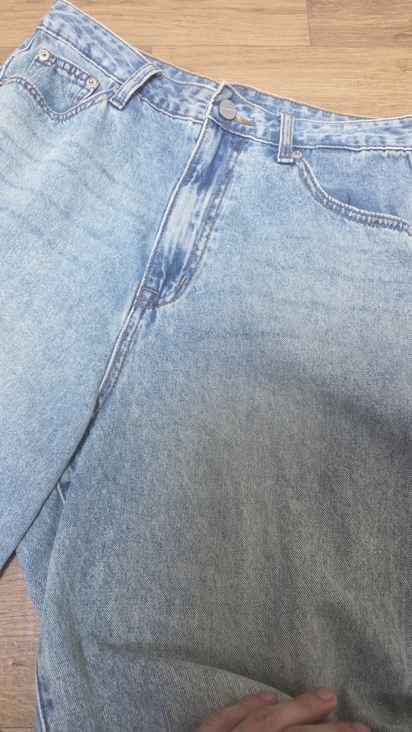 낫포너드 린넨라이크 와이드 데님 M 라이트블루 상품이미지2