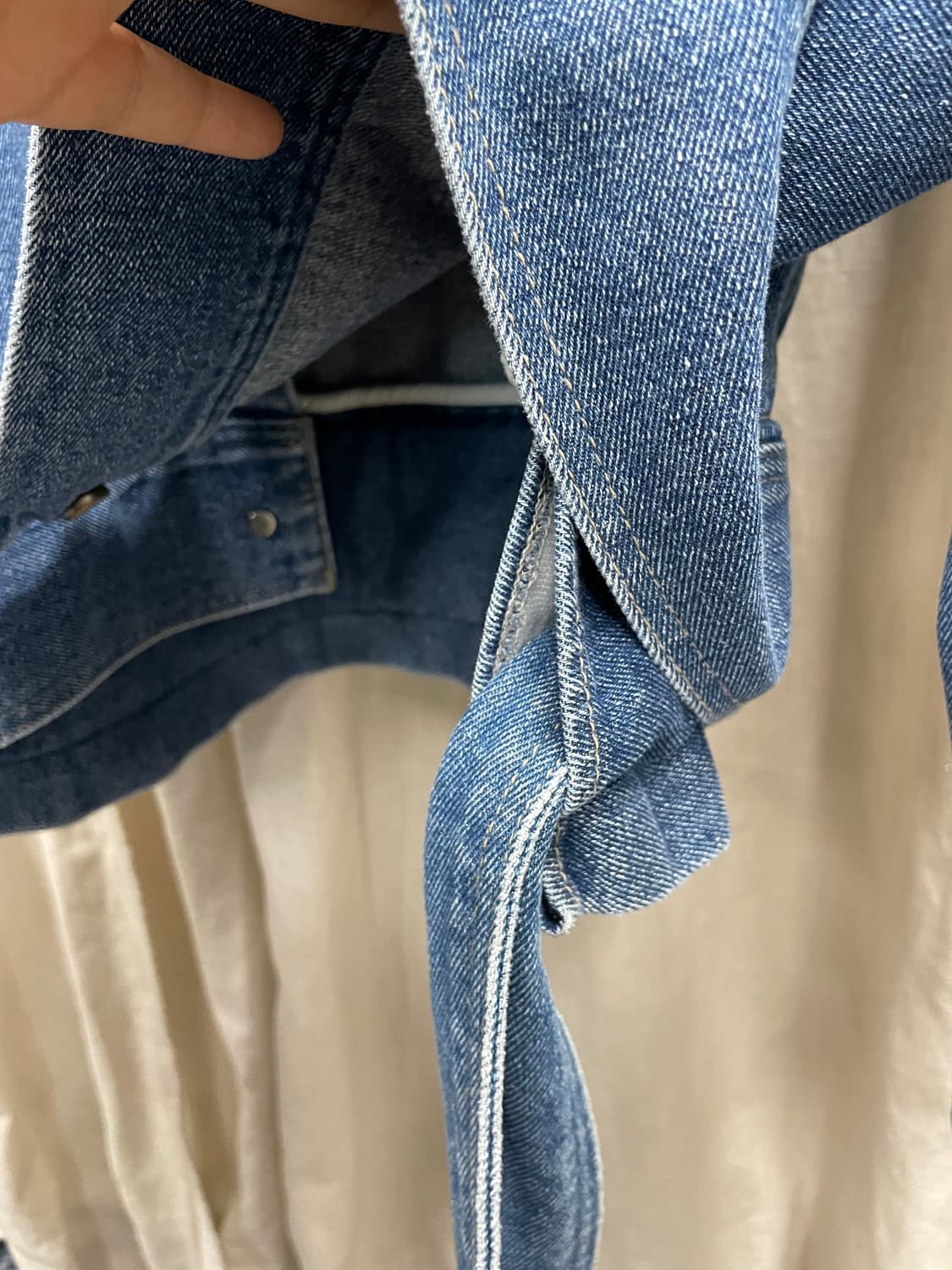 우영미 크롭 데님자켓 블루 22FW 52(110) 상품이미지3
