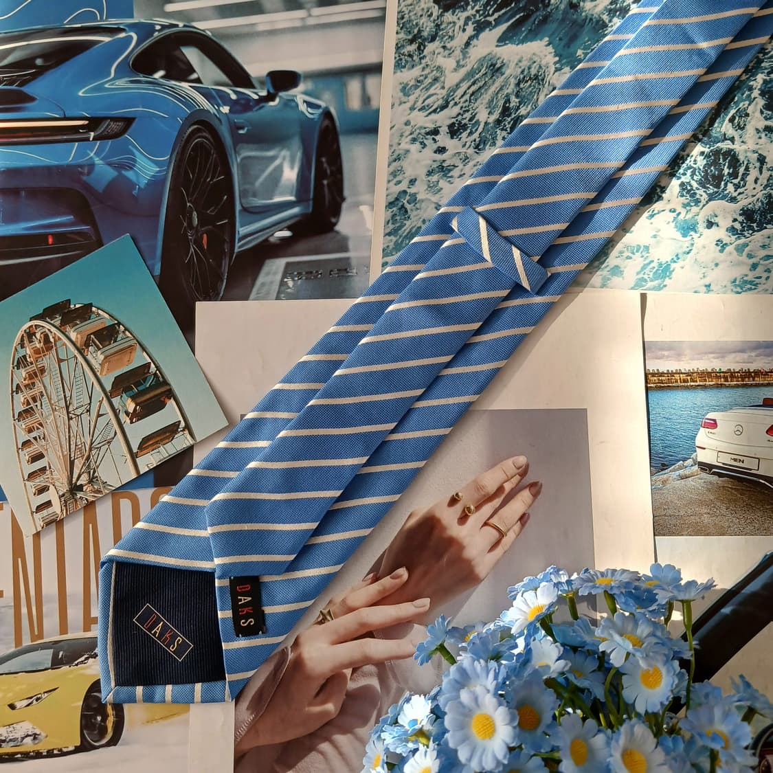 닥스 실크 블루 스트라이프 넥타이 8.2cm A등급 A19770 상품이미지6