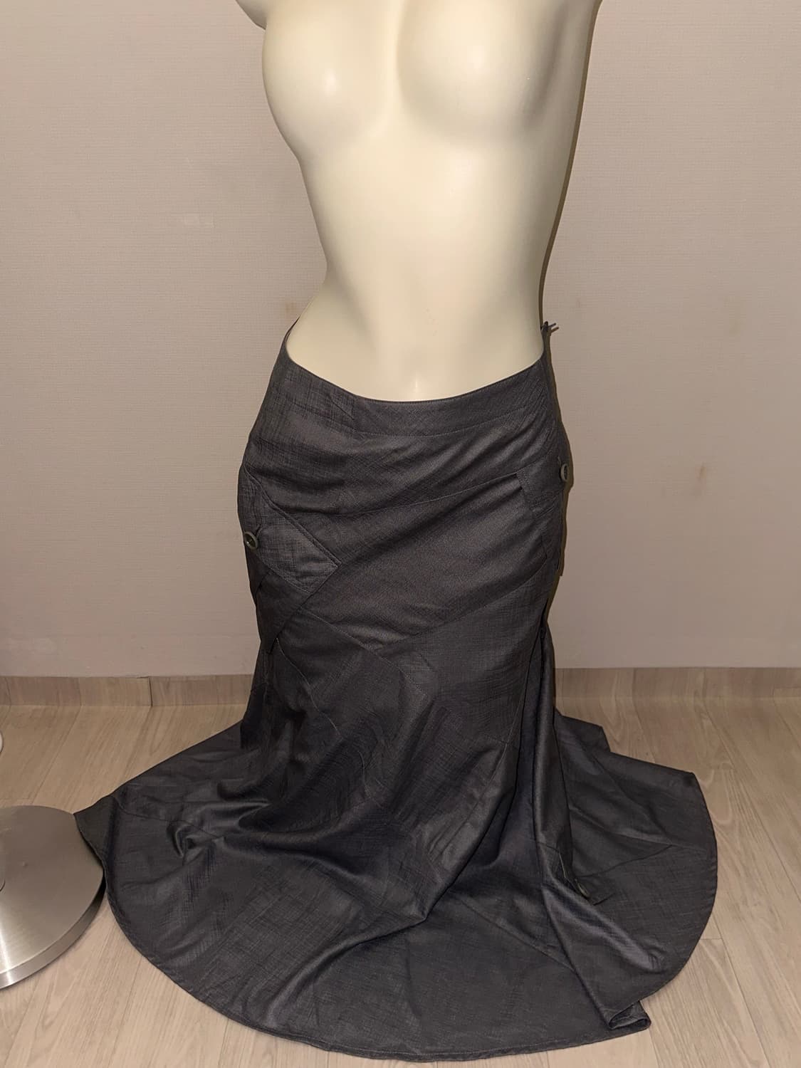 빈티지 포켓 롱 맥시 차콜 스커트 상품이미지2