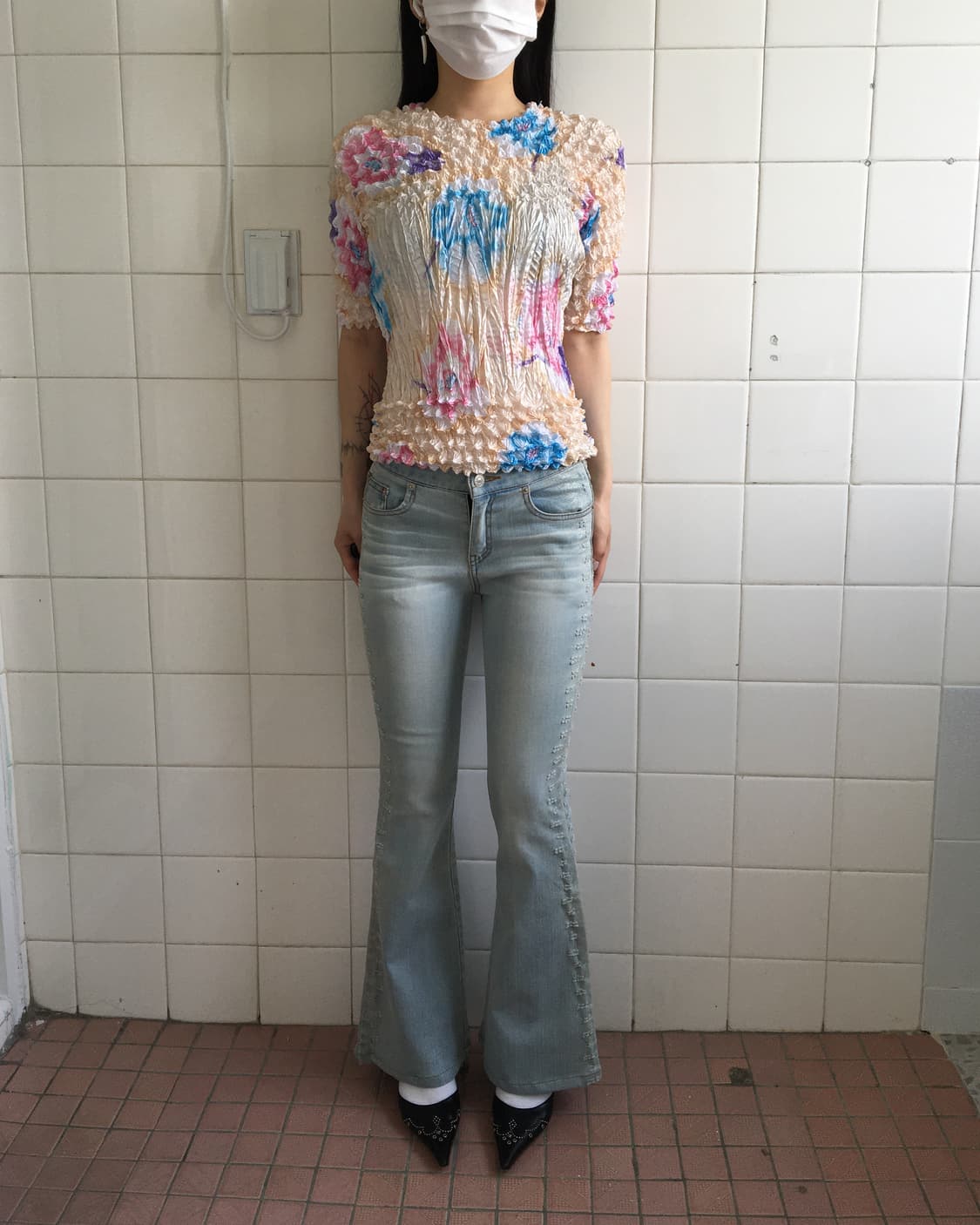 Pleats popcorn top 상품이미지1