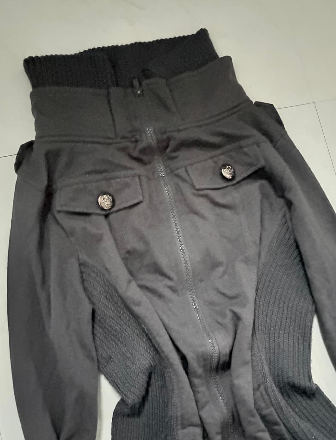 y2k charcoal gray pocket two-way zipup 상품이미지2