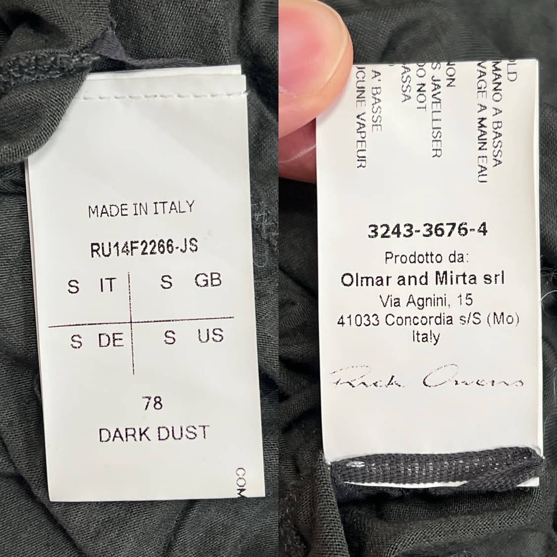 릭오웬스 14FW "MOODY" 절개 티셔츠 다크 더스트 상품이미지6