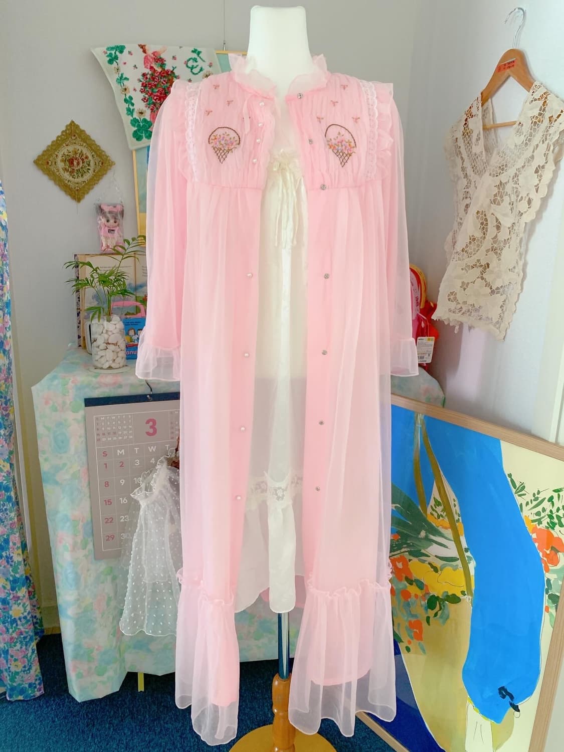 빈티지 쉬폰 시스루 나이트 드레스 상품이미지7