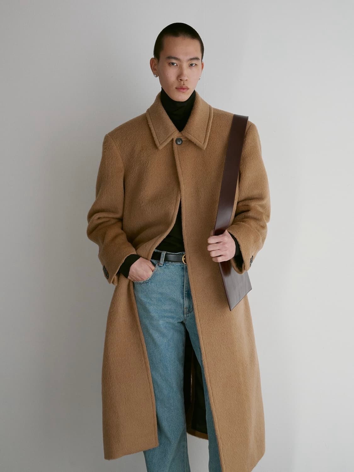 [L] 렉토 라마 울 블렌드 발마칸 코트 베이지 상품이미지3